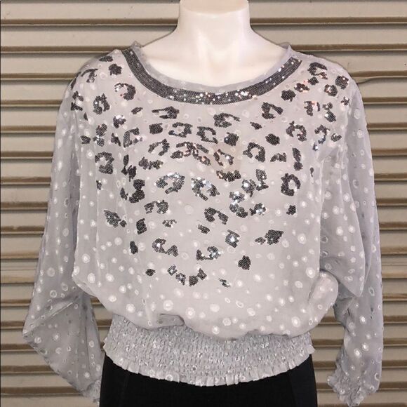 🛍️XOXO silver and sequined top with elastic waist - Picture 3 of 8